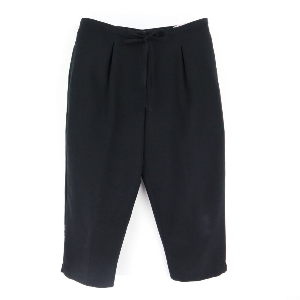 Sag Harbor Capri Pants Pleated High Rise Womens Size PM Black Polyester Pockets